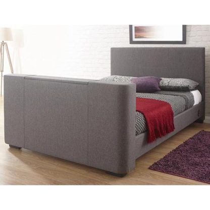An Image of Newark Fabric Double Electric TV Bed In Grey