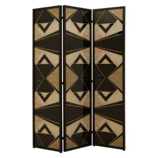 An Image of Malmok Wooden Folding Patterned Black And White Room Divider