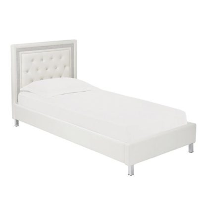 An Image of Branson Faux Leather Single Bed In White