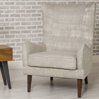 An Image of Erwan Fabric Sofa Chair In Cream With Wooden Legs