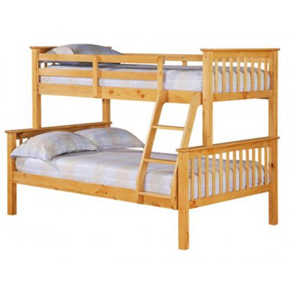 An Image of Porto Triple Wooden Bunk Bed In Pine