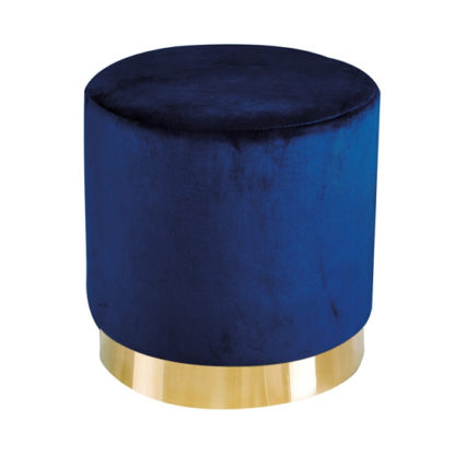 An Image of Lara Velvet Pouffe In Royal Blue