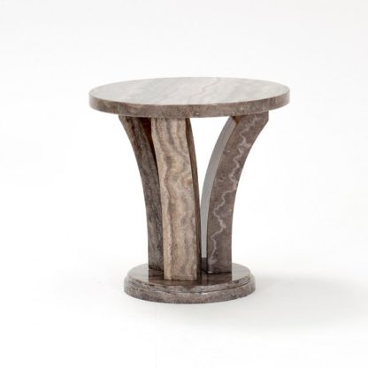 An Image of Colton Marble End Table Round In Pearl Grey