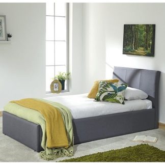 An Image of Keanu Fabric Ottoman Storage Single Bed In Grey