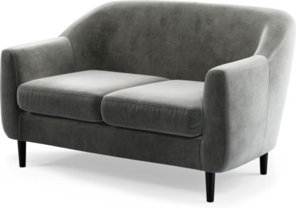 An Image of Custom MADE Tubby 2 Seater Sofa, Steel Grey Velvet with Black Wood Leg