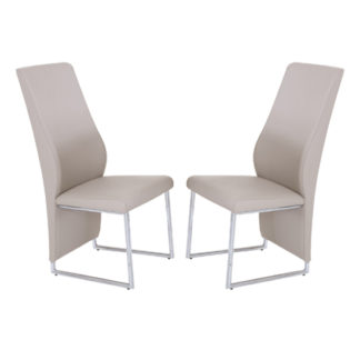 An Image of Crystal Champagne PU Dining Chairs In Pair With Chrome Legs