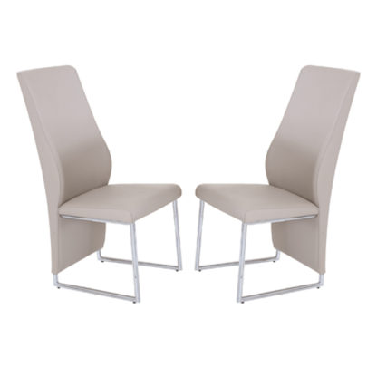 8983b520188a522553092c40a634cb1c16f4a35a576e49a97cd539ba74497f43.jpg An Image of Crystal Champagne PU Dining Chairs In Pair With Chrome Legs
