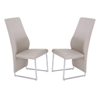 An Image of Crystal Champagne PU Dining Chairs In Pair With Chrome Legs