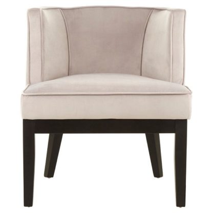 An Image of Adalinise Rounded Velvet Upholstered Bedroom Chair In Light Grey