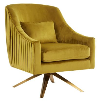 An Image of Mahasim Upholstered Velvet Bedroom Chair In Pistachio Finish