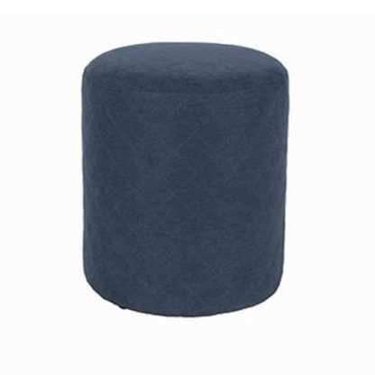 An Image of Arturo Upholstered Round Fabric Stool In Blue