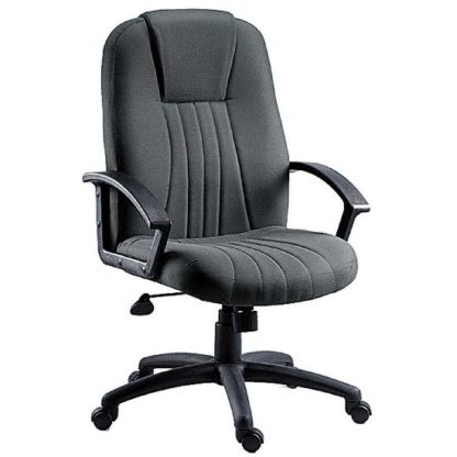 An Image of Cromer Home Office Chair In Charcoal Grey Fabric With Castors