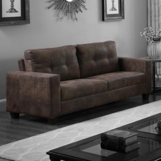 An Image of Lena Antique Fabric 3 Seater Sofa In Brown