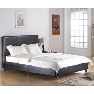 An Image of Fusion Faux Leather Double Bed In Black