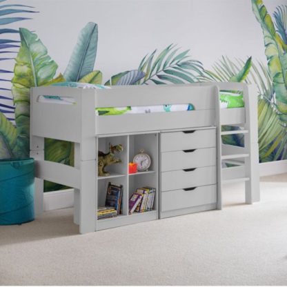 8a626d11a42d7f15f7287ddbb8bae08a8739fdaf02840bb1de0e8554388dcd7c.jpg An Image of Pluto Bunk Bed With Bookcase And Chest Of Drawers In Dove Grey