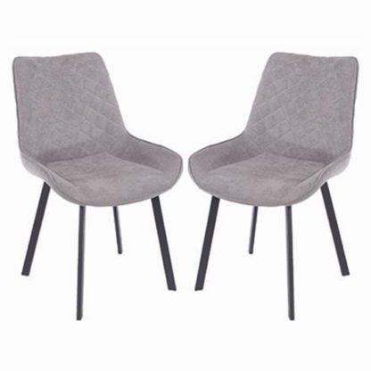 8a93cf302dbdb3f4e370dcad2241c1812bbde4ddd1484f4ab2e1002d6de6f8d7.jpg An Image of Arturo Grey Fabric Dining Chair In Pair With Metal Black Legs