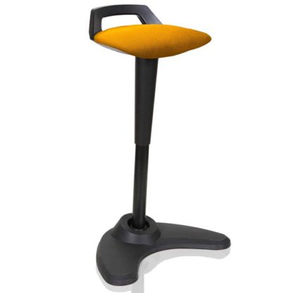 An Image of Spry Fabric Office Stool In Black Frame And Senna Yellow Seat