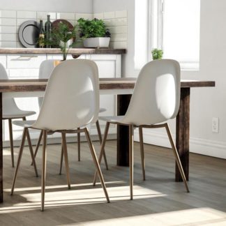 An Image of Copley White Plastic Dining Chairs In Pair