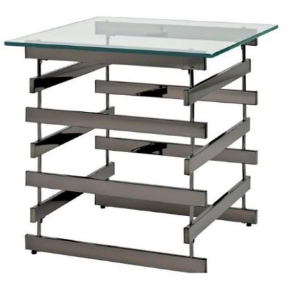 8ae8b98288a215f13f4c568c06f5db9905c2cb7956b87b59d1e55e2b19f72a13.jpg An Image of Moritz Glass End Table Small In Clear With Black Nickel Frame