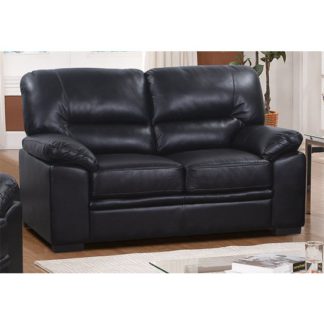 An Image of Rachel LeatherGel And PU 2 Seater Sofa In Black