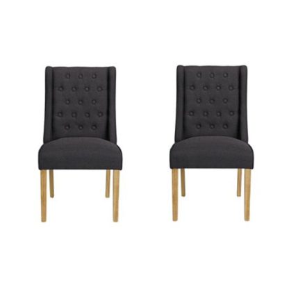 An Image of Verona Charcoal Finish Dining Chairs In Pair