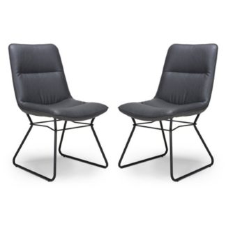An Image of Darcy Grey Faux Leather Dining Chair In A Pair