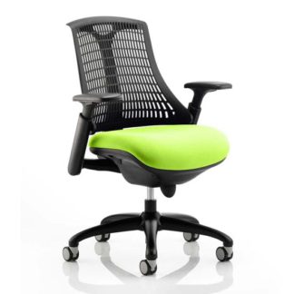 An Image of Flex Task Black Back Office Chair With Myrrh Green Seat