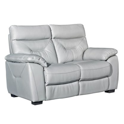 An Image of Tiana Contemporary Faux Leather Fixed 2 Seater Sofa In Putty