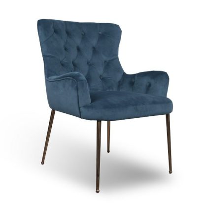 An Image of Ormond Accent Chair In Brushed Velvet Caribbean Blue