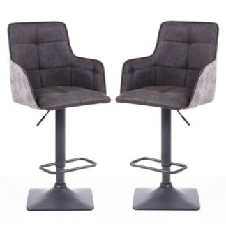 An Image of Orion Dark Grey Suede Effect Bar Stool In Pair With Metal Base