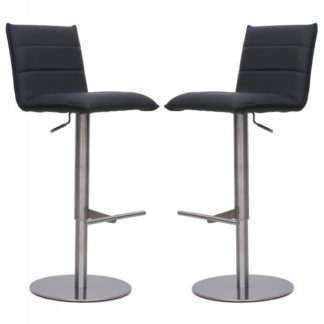 An Image of Verlo Bar Stools In Grey Faux Leather In A Pair