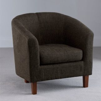 An Image of Oxford Dark Brown Fabric Tub Chair