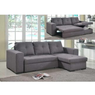 An Image of Avalon Modern Corner Sofa Bed In Grey Linen With Storage