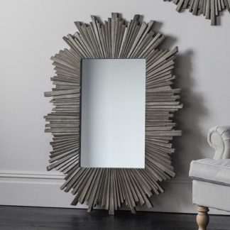An Image of Corsley Starburst Wall Mirror Rectangular In Grey Weathered