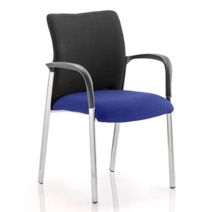 An Image of Academy Black Back Visitor Chair In Stevia Blue With Arms