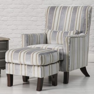 An Image of Humphrey Fabric Accent Chair And Footstool In Grey