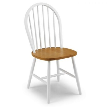 8d152c70812a9b363adee4ca41617e460682c328ce9b229473530363f2c299b5.jpg An Image of Beecher Wooden Dining Chair In White And Oak Lacquered
