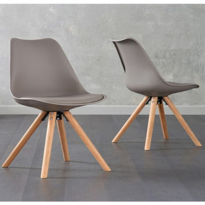 8d263a4baa92ceb7e1efb649734469270e743884e2f91d9d1161d7215f0db282.jpg An Image of Tupa Taupe Faux Leather Chairs In Pair With Round Leg
