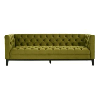 An Image of Okab Viola Moss Fabric 3 Seater Sofa In Green