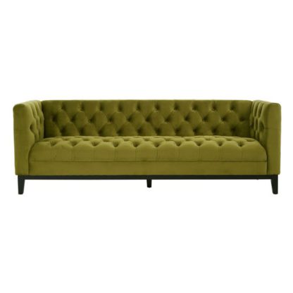 An Image of Okab Viola Moss Fabric 3 Seater Sofa In Green