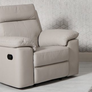 An Image of Enzo Faux Leather Recliner Armchair In Putty
