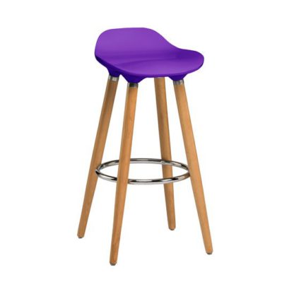 An Image of Adoni Bar Stool In Purple ABS With Natural Beech Wooden Legs