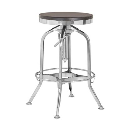 8dcb712e3dae1fe2b5355a6be856906717d2dd7e21ad8cad6bab3112c141352c.jpg An Image of Diwo Silver Chromed Metallic Bar Stool With Wooden Seat In Ash