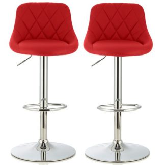An Image of Trezzo Modern Bar Stool In Red Faux Leather In A Pair