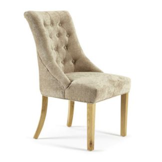 An Image of Milena Dining Chair In Mink Fabric With Oak Legs in A Pair