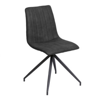 An Image of Isaac Faux Leather Dining Chair In Charcoal