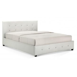 An Image of Quartz Faux Leather Storage Double Bed In White