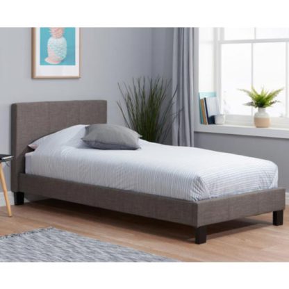 An Image of Berlin Fabric Single Bed In Grey