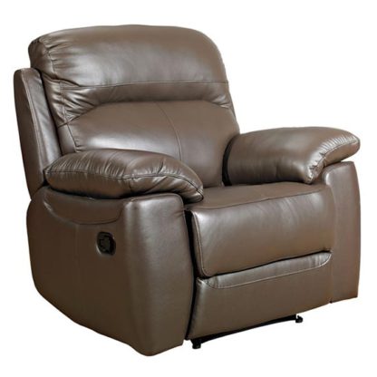 An Image of Aston Leather Recliner Sofa Chair In Brown