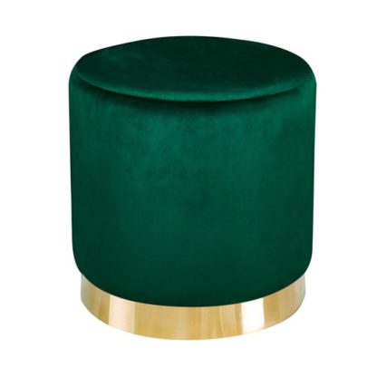 An Image of Lara Velvet Pouffe In Forest Green